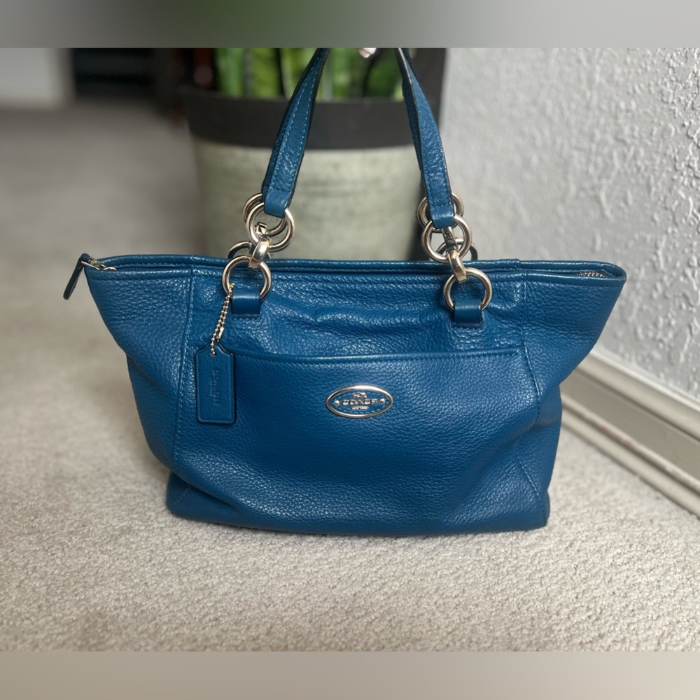 Coach Leather Gold Hardware Crossbody Handbag - Women | Color: Blue